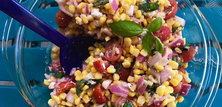 Rainbow corn salad