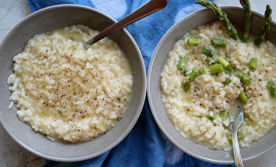 Basic risotto and asparagus risotto