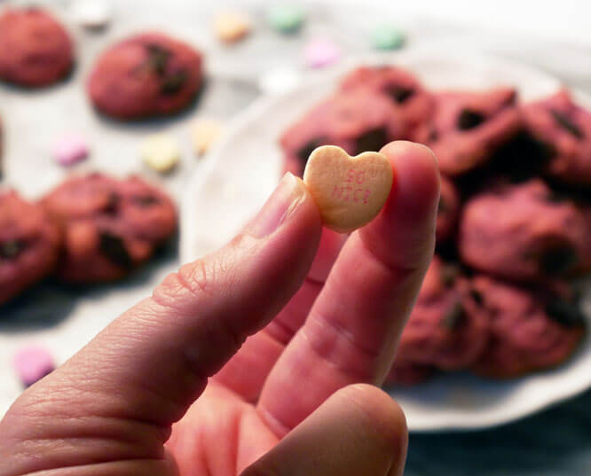 Conversation heart with cookies