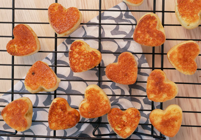 Heart shaped mini cornbread made in a silicone mold