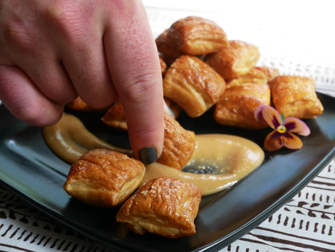 Pretzel bites with mustard miso dipping sauce