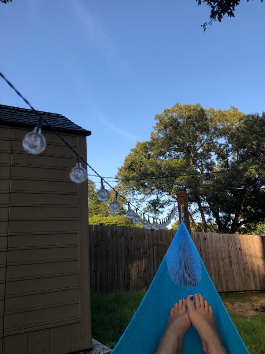 Hammock with solar party lights