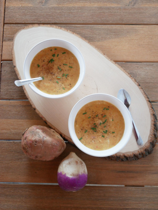 Creamy root vegetable soup