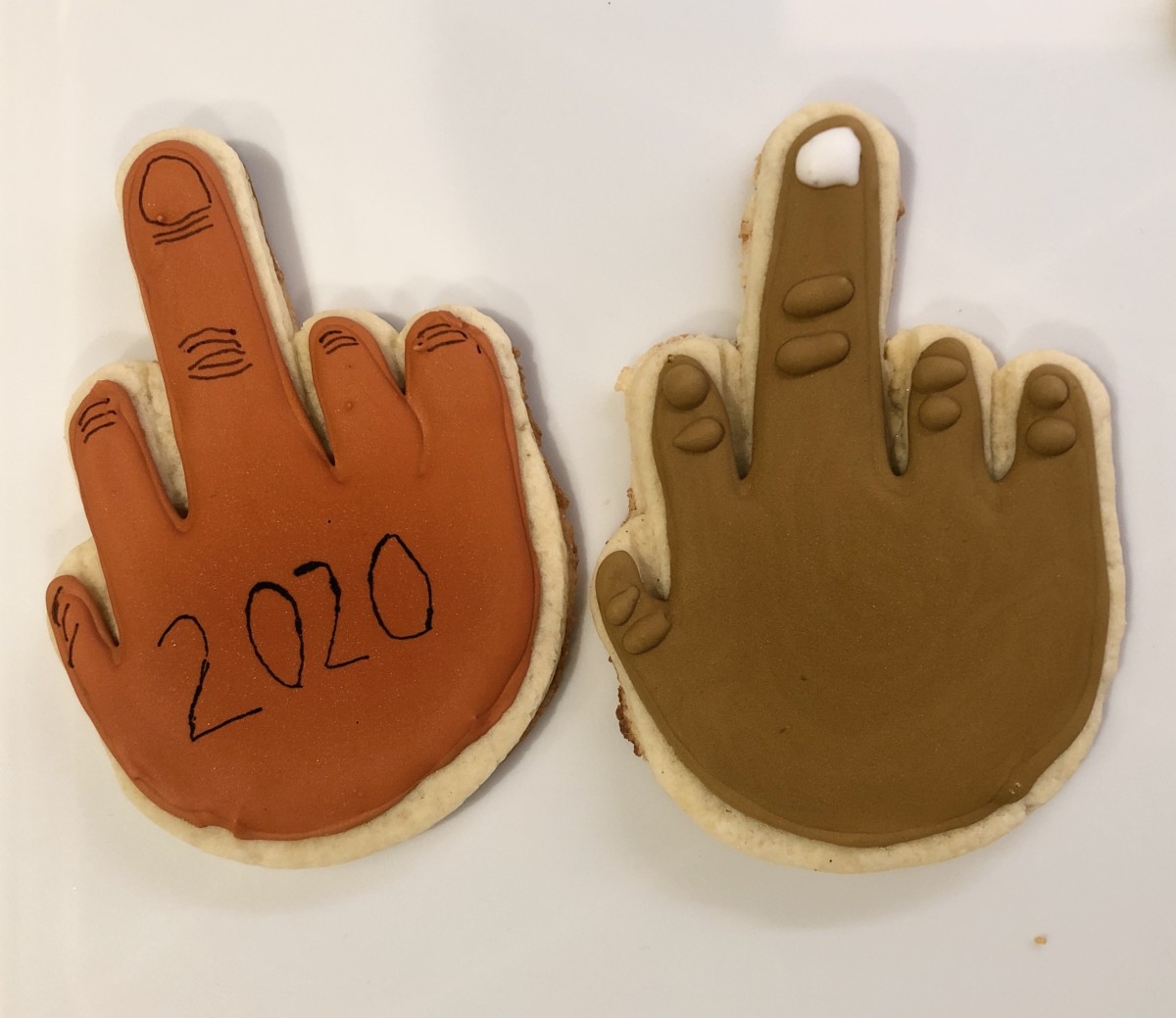 Middle finger 2020 sugar cookies with royal icing