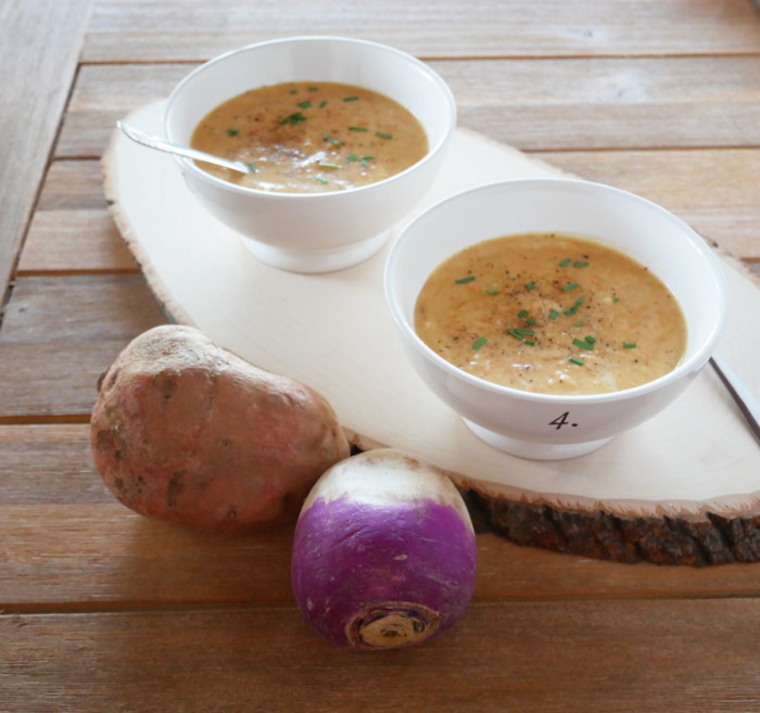 Creamy root vegetable soup