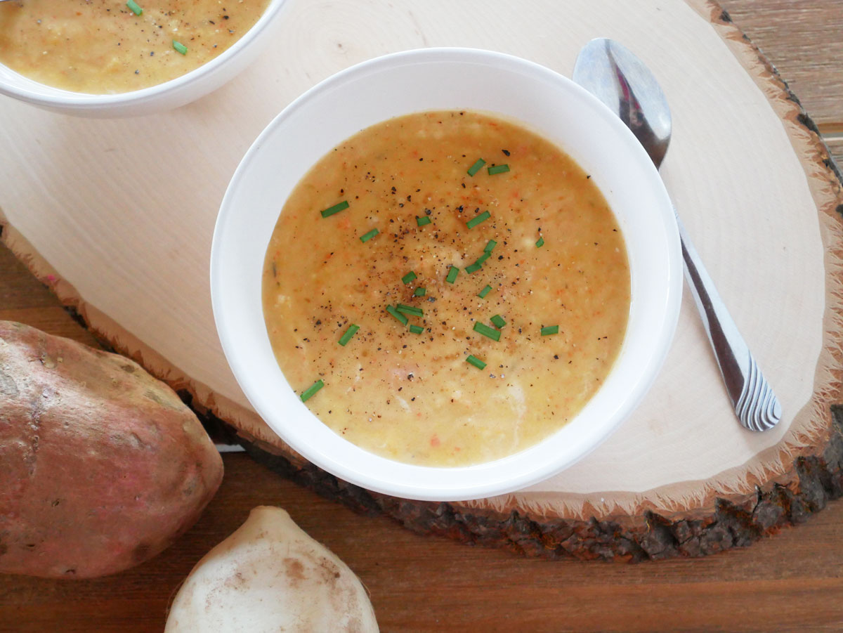 Creamy root vegetable soup