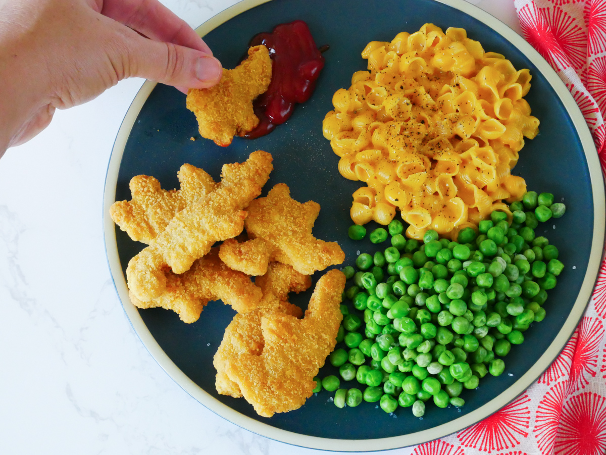 Meatless chicken nuggets kids dinner